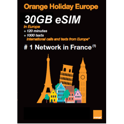 ORANGE eSIM EUROPE - 30 GB DATA & 120 VOICE MINUTES WORLDWIDE 