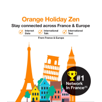 ORANGE HOLIDAY ZEN VOICE & DATA TRAVEL SIM CARD FOR EUROPE 12 GB DATA, 30 VOICE MINUTES WORLDWIDE & UNLIMITED CALLS IN EUROPE